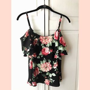 NWT Bobeau Cold Shoulder Floral Top Size S